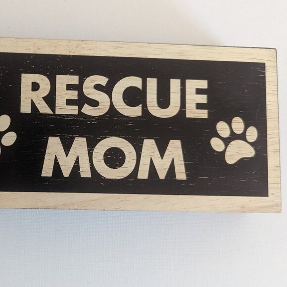 NWT 'Rescue Mom' Paws Wooden Box Sign Home Table Decor Michael's Pets Animal NEW - Picture 3 of 6